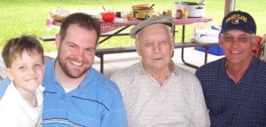 Sam, me, grandpa and my dad, Father's Day 2008